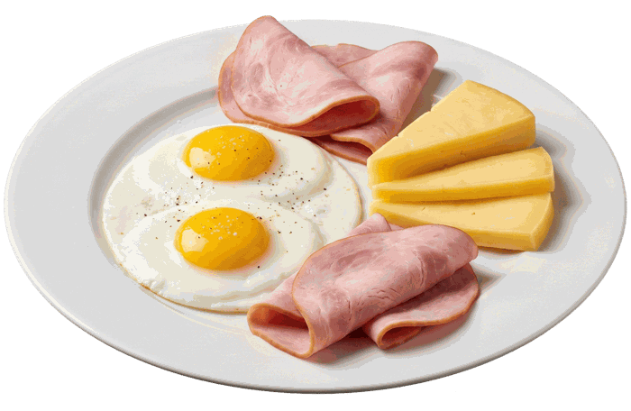 Ham and eggs cu cașcaval